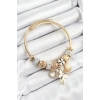 316L Çelik Beyaz Zirkon Taşlı Kalp Kelebek Ve İstiridye Model Gold Renk Charm Bileklik
