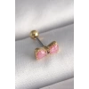 316L Çelik Gold Renk Pembe Fiyonk Model Tragus Piercing