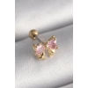 316L Çelik Gold Renk Pembe Zirkon Taşlı Fiyonk Tragus Piercing