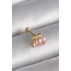 316L Çelik Gold Renk Pembe Zirkon Taşlı Kalp Tragus Piercing