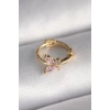 316L Çelik Gold Renk Pembe Zirkon Taşlı Kelebek Model Tragus Piercing