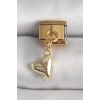316L Çelik Gold Renk Sallantı Kalp Model Zirkon Taş Detay Nomination Charm