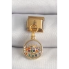 316L Çelik Gold Renk Sallantı Renkli Zirkon Taşlı Göz Model Nomination Charm