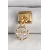 316L Çelik Gold Renk Sallantı Zirkon Taşlı Balina Model Nomination Charm