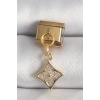 316L Çelik Gold Renk Sallantı Zirkon Taşlı Çiçek İşlemeli Nomination Charm