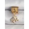 316L Çelik Gold Renk Sallantı Zirkon Taşlı Fil Model Nomination Charm