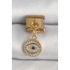 316L Çelik Gold Renk Sallantı Zirkon Taşlı Göz Model Nomination Charm