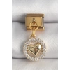 316L Çelik Gold Renk Sallantı Zirkon Taşlı Kalp Model Nomination Charm