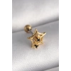 316L Çelik Gold Renk Siyah Zirkon Taş Detay Örümcek Ağ Model Tragus Piercing