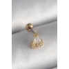 316L Çelik Gold Renk Üçgen Zirkon Taşlı Tragus Piercing