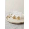 316L Çelik Gold Renk Vintage Kabartmalı Üçgen Model Küpe