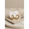 316L Çelik Gold Renk Vintage Kıvrımlı Halka Model Küpe