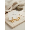 316L Çelik Gold Renk Yelpaze Model Küpe