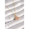 316L Çelik Gold Renk Zincir Pembe Zirkon Taşlı Kuğu Model Kadın Kolye