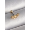 316L Çelik Gold Renk Zirkon Taşlı Çiçek Tragus Piercing