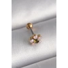 316L Çelik Gold Renk Zirkon Taşlı Çiçek Tragus Piercing