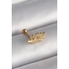 316L Çelik Gold Renk Zirkon Taşlı Dal Tragus Piercing