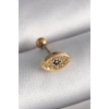316L Çelik Gold Renk Zirkon Taşlı Göz Tragus Piercing