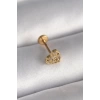 316L Çelik Gold Renk Zirkon Taşlı Kalp Model Tragus Piercing