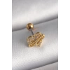 316L Çelik Gold Renk Zirkon Taşlı Kalp Sonsuzluk Detay Tragus Piercing