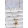 316L Çelik Gold Renk Zirkon Taşlı Sallantı Melek Figür Charm Kadın Kolye