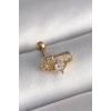 316L Çelik Gold Renk Zirkon Taşlı Toplu İğne Tragus Piercing