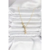 316L Çelik Gold Renk Zirkon Taşlı Y Kadın Kolye
