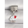 316L Çelik Gümüş Renk Beyaz Kupkek Model Nomination Charm