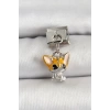 316L Çelik Gümüş Renk Chihuahua Köpek Model Nomination Charm