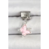 316L Çelik Gümüş Renk Pembe Kelebek Model Nomination Charm