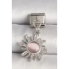 316L Çelik Gümüş Renk Pembe Mineli Güneş Model Nomination Charm