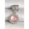 316L Çelik Gümüş Renk Pembe Mineli Zirkon Taşlı Güneş Model Nomination Charm