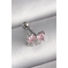 316L Çelik Gümüş Renk Pembe Zirkon Taşlı Fiyonk Tragus Piercing