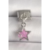 316L Çelik Gümüş Renk Pembe Zirkon Taşlı Yıldız Model Nomination Charm