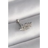 316L Çelik Gümüş Renk Zirkon Taşlı Dal Tragus Piercing