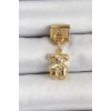 316L Çelik Sallantılı Zirkon Taşlı Ayıcık Model Gold Renk Nomination Charm