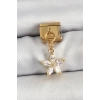 316L Çelik Sallantılı Zirkon Taşlı Çiçek Model Gold Renk Nomination Charm