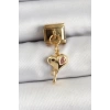 316L Çelik Sallantılı Zirkon Taşlı Eriyen Kalp Model Gold Renk Nomination Charm
