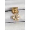316L Çelik Sallantılı Zirkon Taşlı Fiyonk Model Gold Renk Nomination Charm