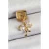 316L Çelik Sallantılı Zirkon Taşlı Fiyonk Model Gold Renk Nomination Charm
