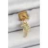 316L Çelik Sallantılı Zirkon Taşlı Palmiye Ağacı Model Gold Renk Nomination Charm