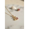 316L Çelik Zincir Gold Renk Pembe Kiraz Model Kolye