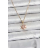 316L Çelik Zincir Gold Renk Pembe Lotus Model Kadın Kolye