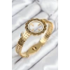 316L Çelik Zirkon Taşlı Çeyrek Takılabilir Gold Renk Kelepçe