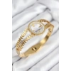 316L Çelik Zirkon Taşlı Çeyrek Takılabilir Gold Renk Kelepçe
