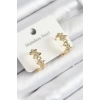 316L Çelik Zirkon Taşlı Çit Halka Model Gold Renk Kadın Küpe