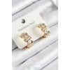 316L Çelik Zirkon Taşlı Halka Model Gold Renk Kadın Küpe
