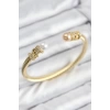 316L Çelik Zirkon Taşlı İnci Model Gold Renk Kadın Bileklik