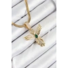 316L Çelik Zirkon Taşlı Melek Model Gold Renk Kadın Kolye