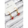 316L Çelik Zirkon Taşlı Sallantılı Kiraz Model Gold Renk Kadın Küpe